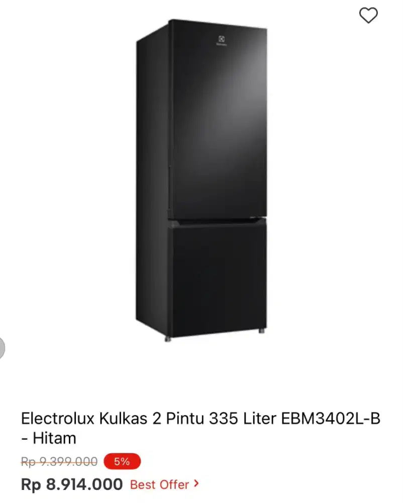 KULKAS ELECTROLUX 2 PINTU EBM3402L 335LTR
