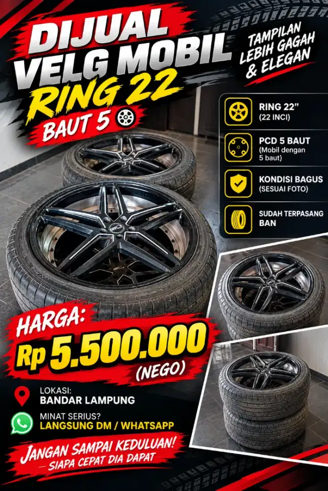 Jual velg 22 baut 5