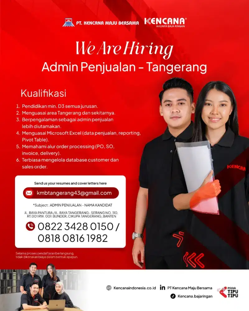 Admin Penjualan - Distributor Baja Ringan