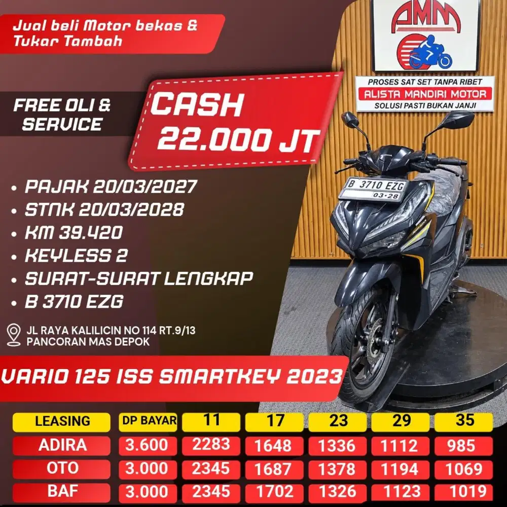 VARIO 125 ISS SMARTKEY 2023 PAJAK HIDUP REMOT 2 CASH / KREDIT ALISTA