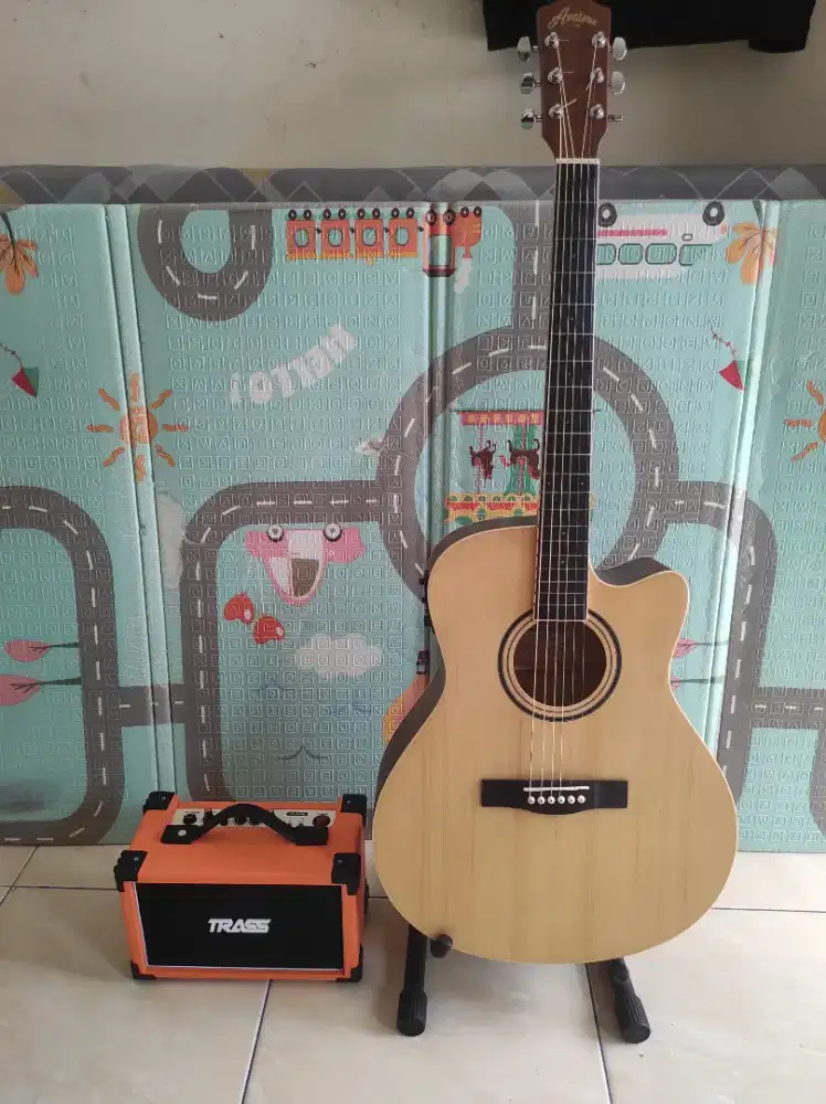 GITAR AKUSTIK ELEKTRIK Avalone Seri AS191134 + Amplifier Grass