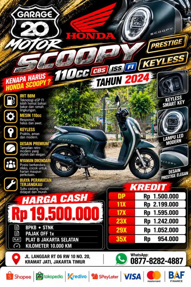 Honda All New Scoopy 110cc Keylles Prestige CBS ISS Esp Fi Tahun 2024