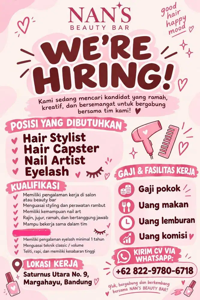 WE'RE HIRING NAN'S BEAUTY BAR