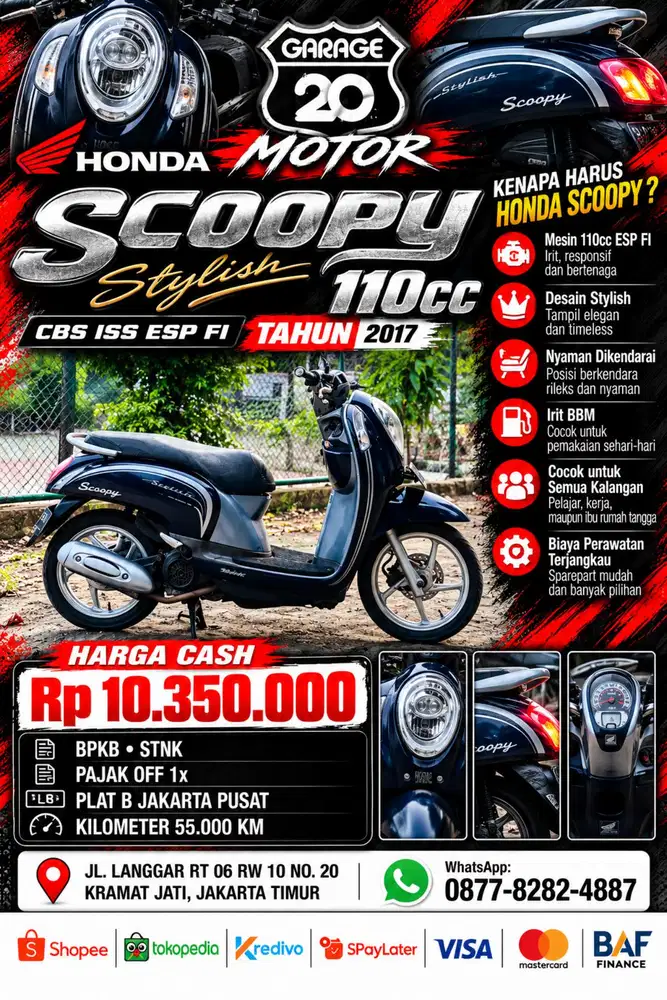 Honda Scoopy 110cc Stylish CBS ISS Esp Fi Tahun 2017