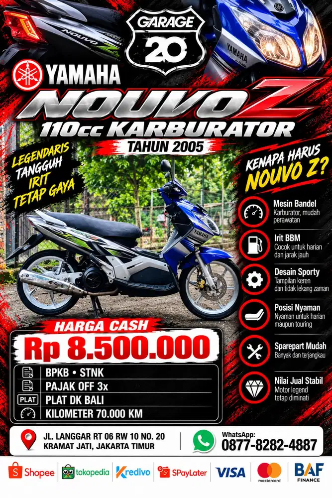 Yamaha Nouvo Z 110cc Karburator Tahun 2005
