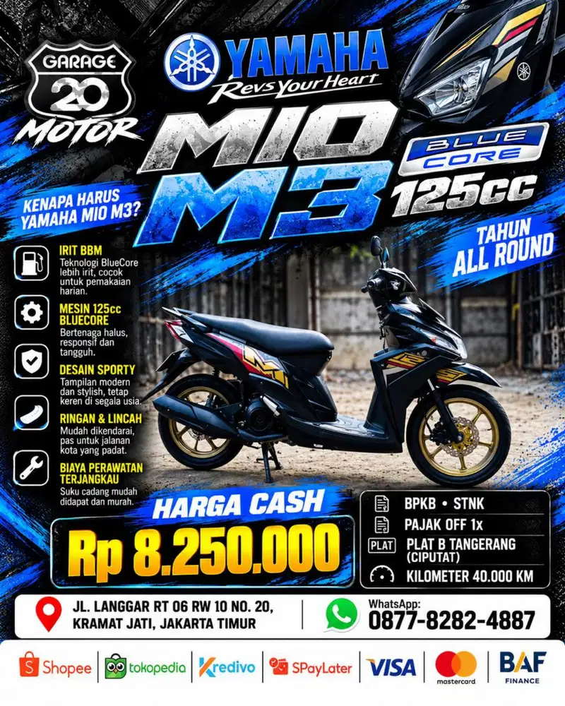 Yamaha Mio M3 125cc Bluecore  Fi Tahun 2017
