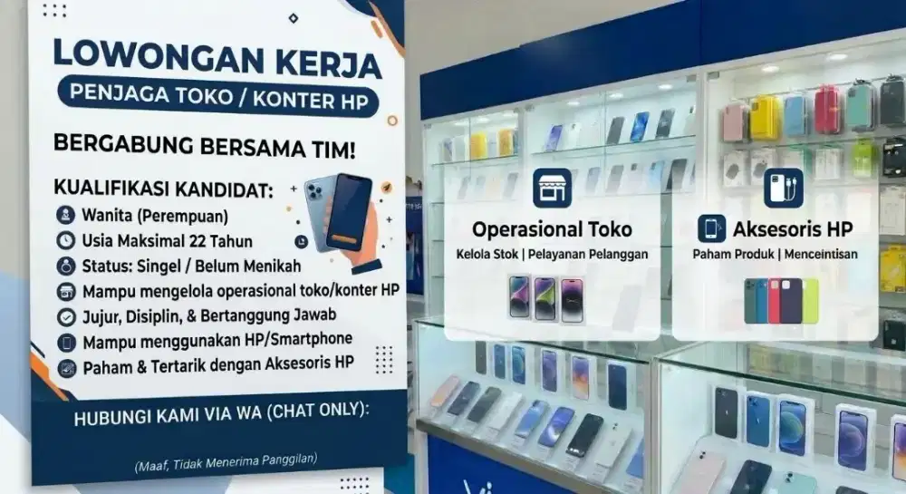 Lowongan pekerjaan Staff toko counter hp