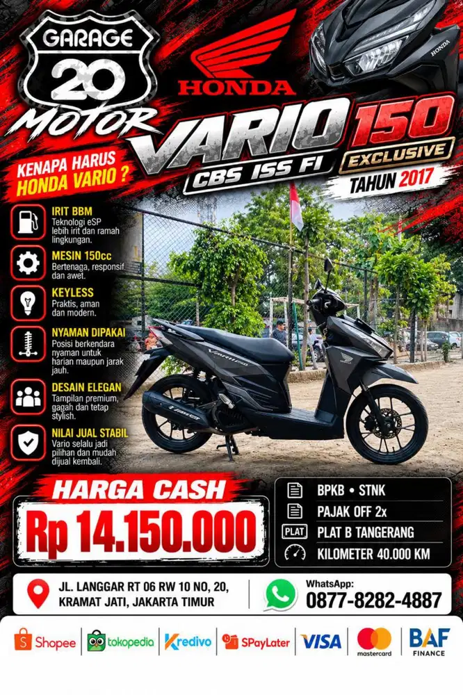 Honda Vario 150cc Exlusive CBS ISS Esp Fi Tahun 2017