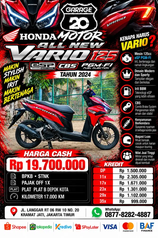 Honda AllNew Vario 125cc CBS ISS Esp Pgm Fi Tahun 2024