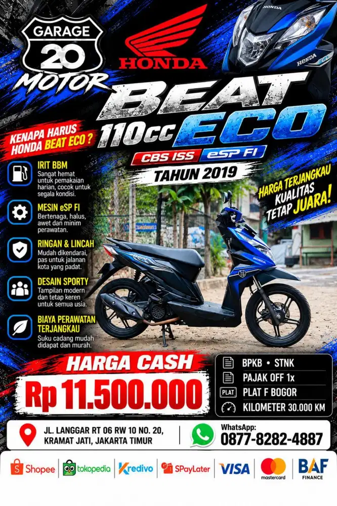 Honda Beat 110cc CBS ISS Esp Fi Tahun 2019