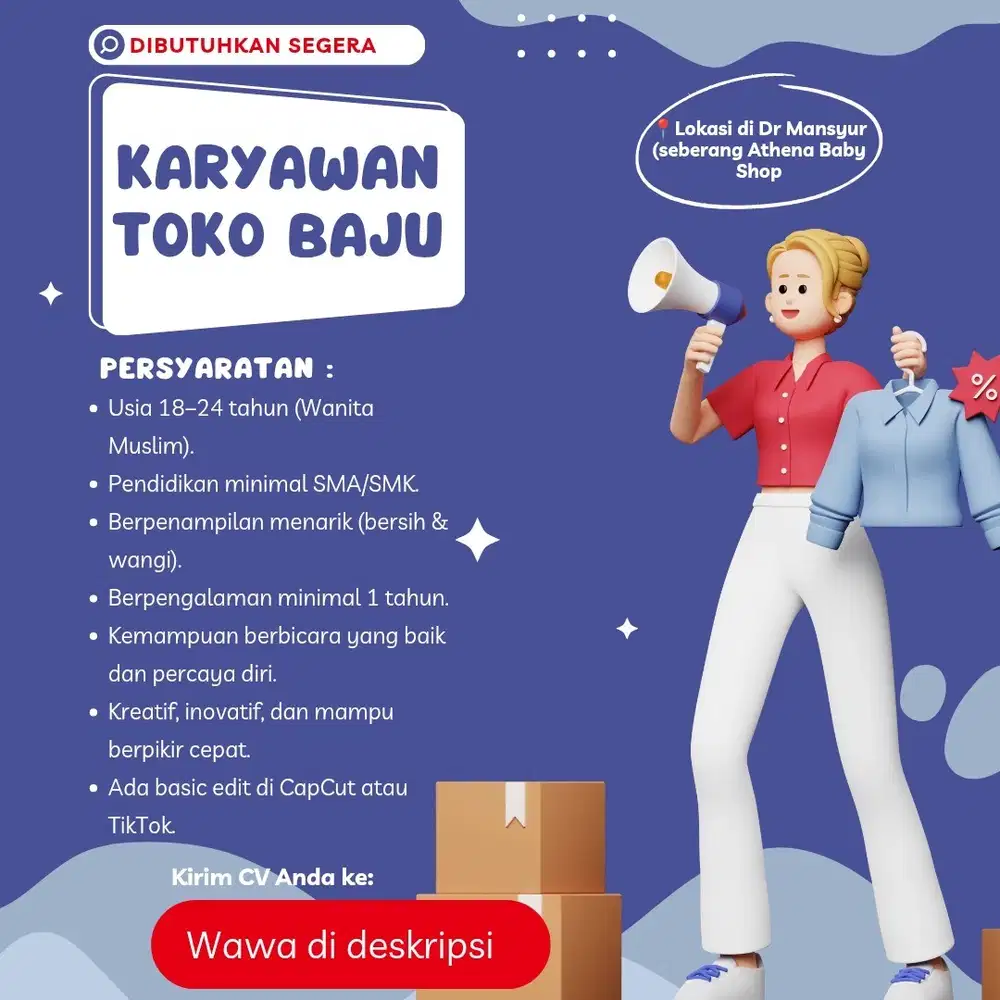 Urgent! Karyawan Toko Baju