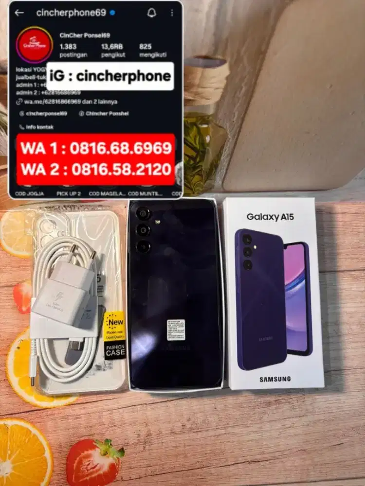 Jual hp likenew Samsung A15 8/128 istimewa siap pakai