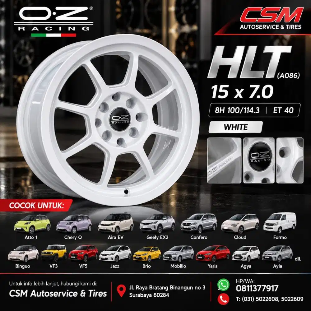 OZ HLT R15. White. Avanza, Xenia, VF3, Geely EX2, Brio, Agya, Ayla dll