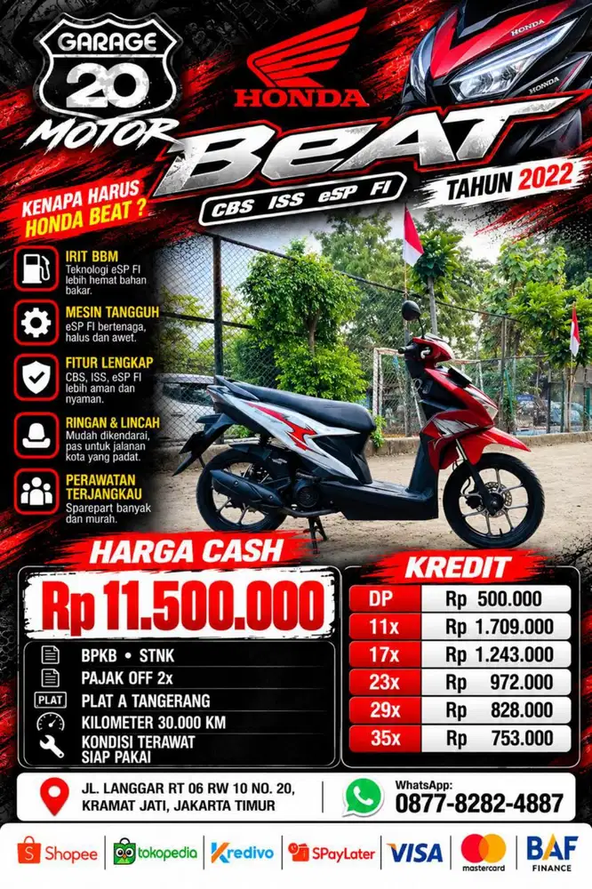Honda Beat 110cc CBS ISS Esp Fi Modif Tahun 2022