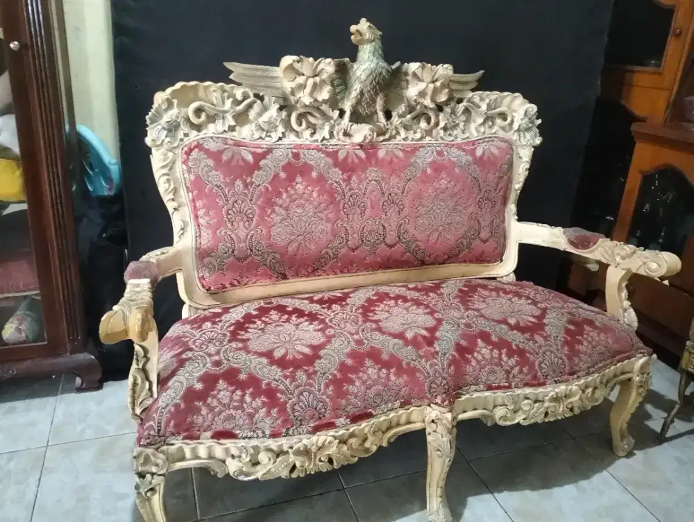 set kursi tamu jati Jepara asli tua antik, ukir pahat asli