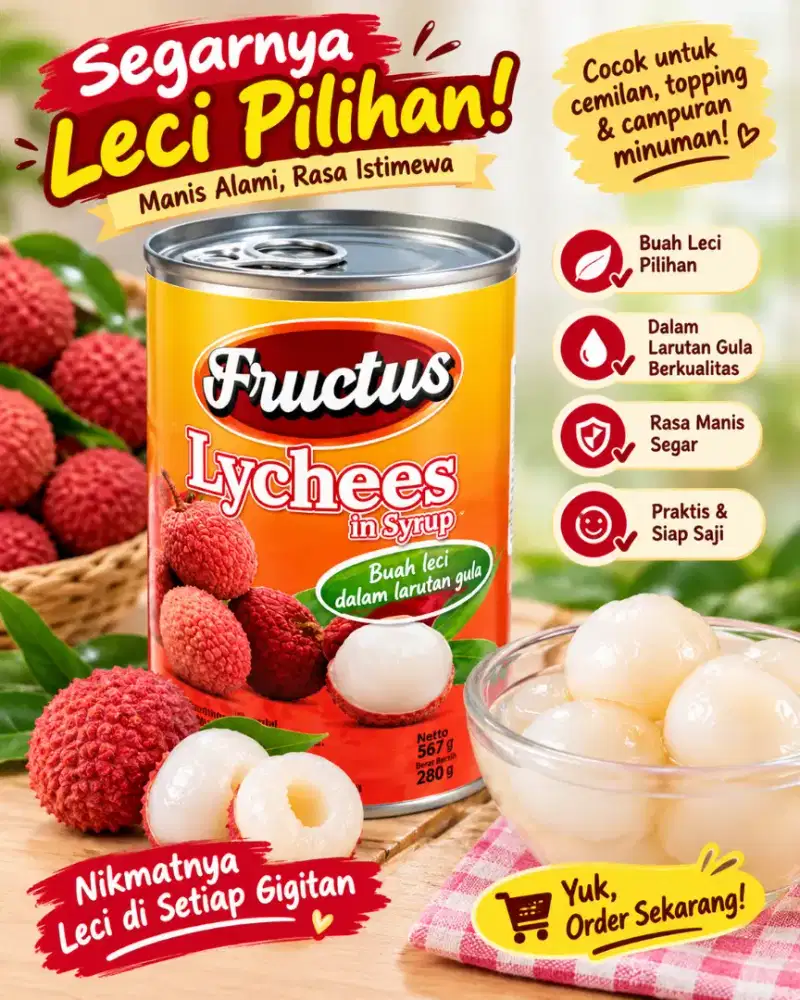 Jual Buah Leci Fructus dalam Sirup 567 gr – Praktis & Manis