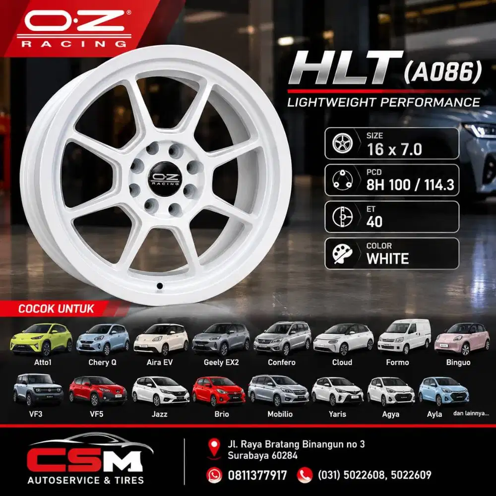 OZ HLT R16.White.Atto 1, Brio, Agya, Ayla, VF3/5. EX2, Mobilio,Aira EV