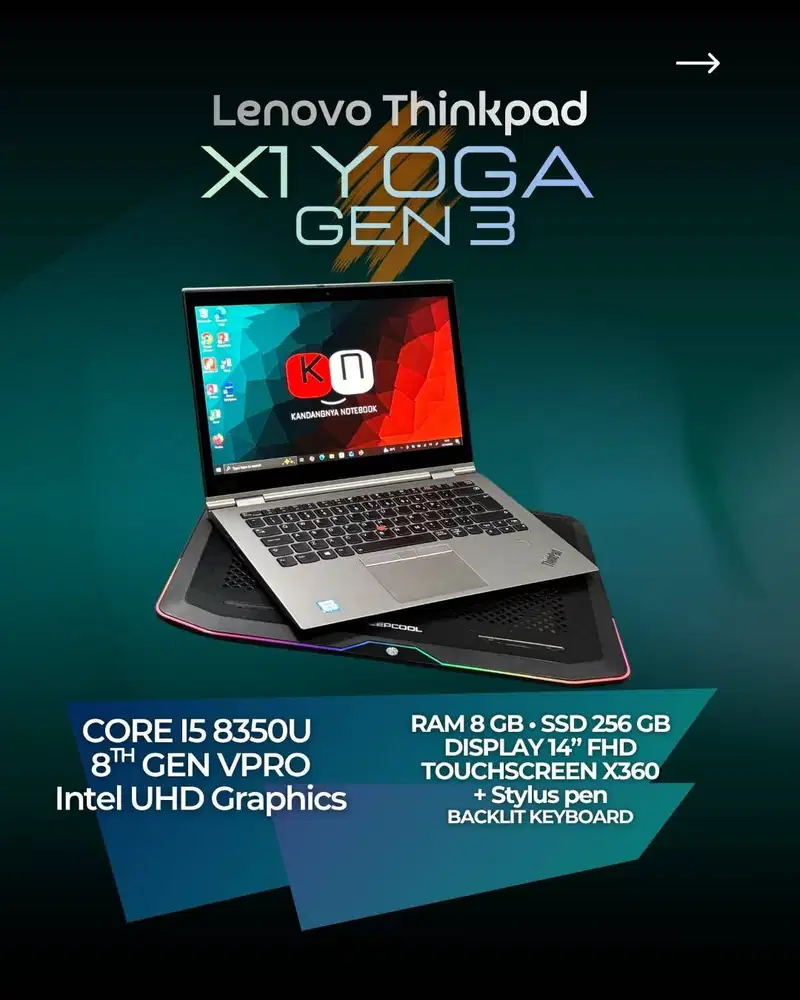 Lenovo Thinkpad X1 Yoga Gen3 Core i5 8350U Layar 14inch Touchscreen