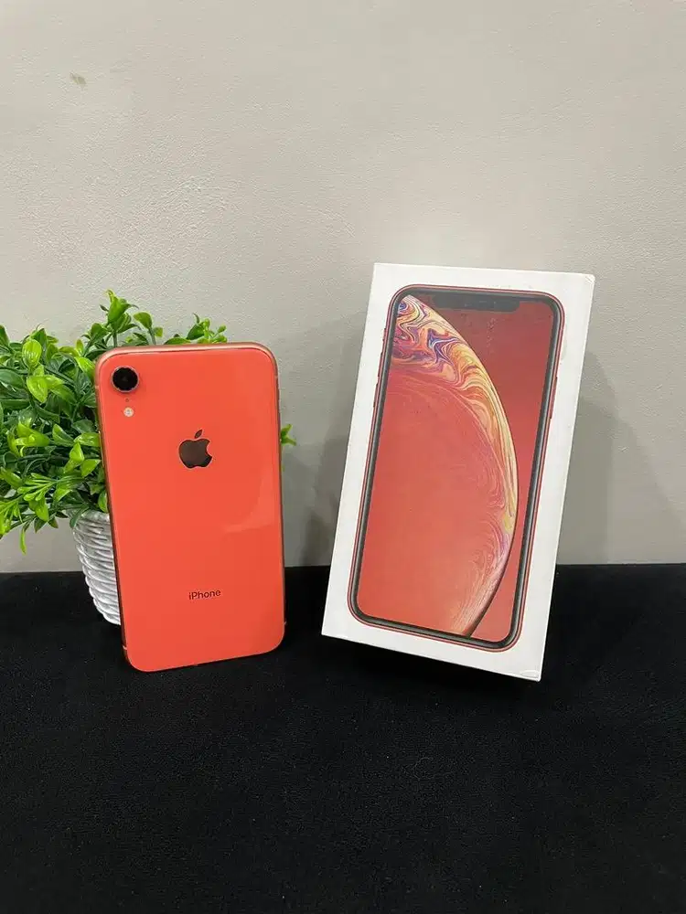 IPhone XR 64GB Coral lengkap Fullset BH 88% Bea Cukai Sinyal Permanen