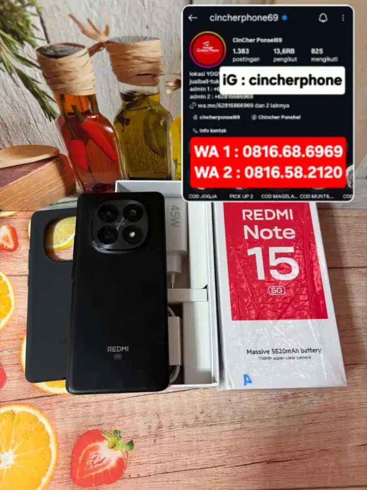 Jual hp likenew Redmi Note 15 5G 8/256 istimewa BH 100% grs april 2027