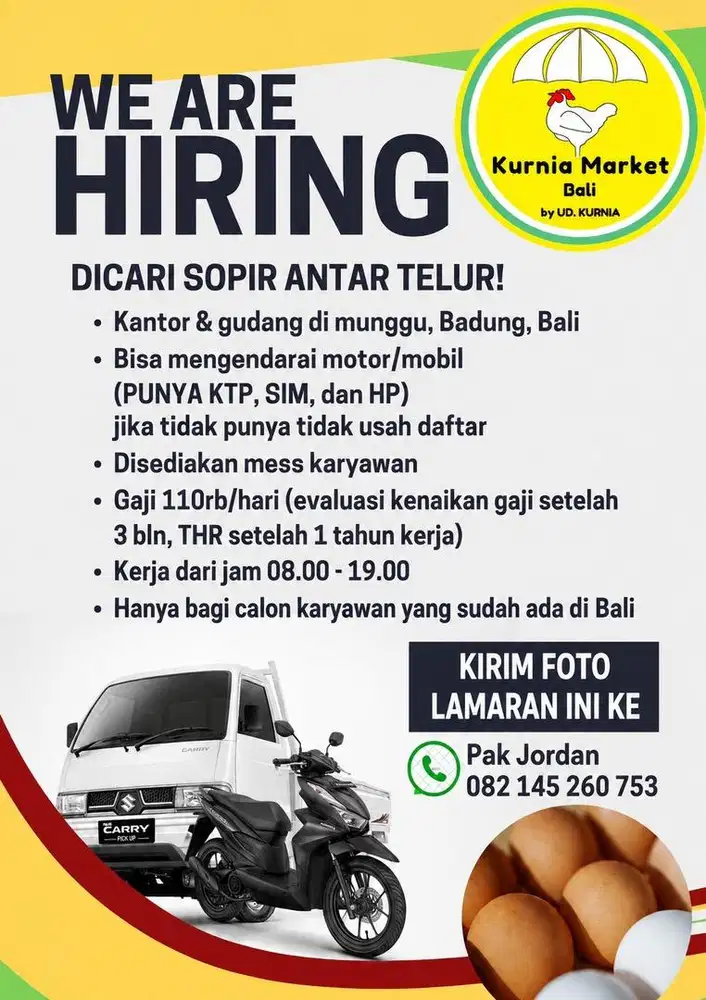 DICARI SUPIR TOKO