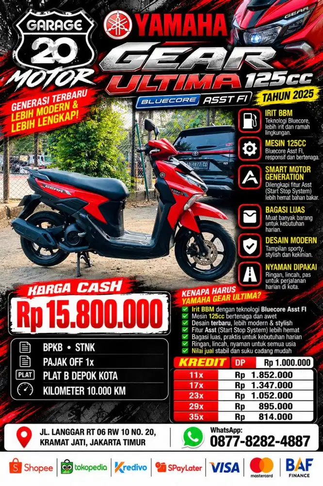 Yamaha Gear Ultima 125cc Bluecore Asst Fi Tahun 2025
