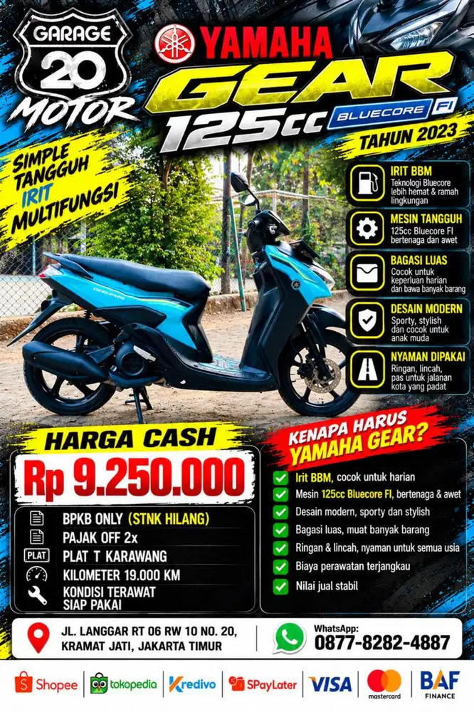 Yamaha All New Gear 125cc Bluecore Fi STNK Hilang Tahun 2023
