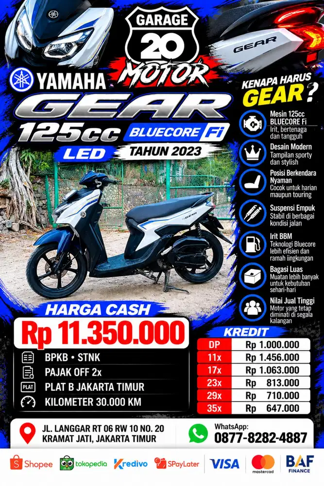 Yamaha Gear 125cc Bluecore Fi LED Tahun 2023