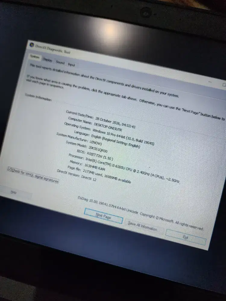 Laptop Thinkpad X270 i5 ram 16gb