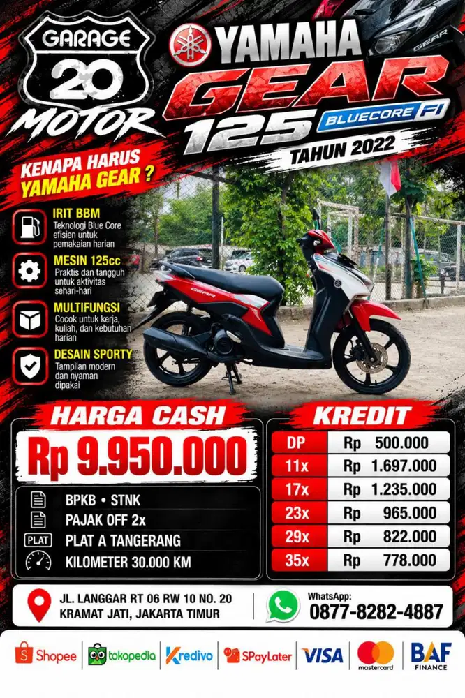 Yamaha All New Gear 125cc Bluecore Fi Tahun 2022