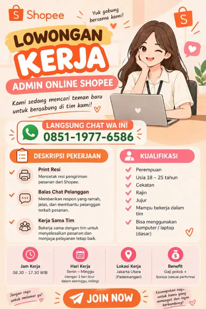 Lowongan Kerja Admin Online Shopee – Jakarta Utara (Pademangan)