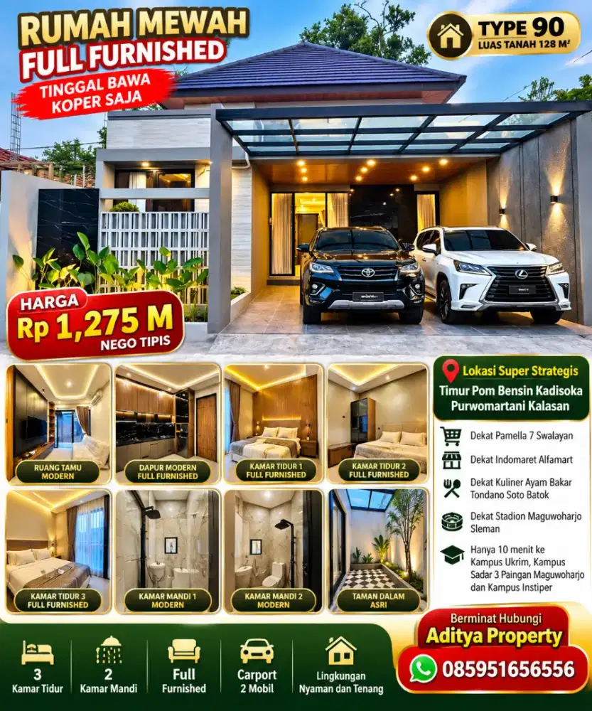 Dijual rumah mewah elegan ful furniture di Purwomartani Kalasan