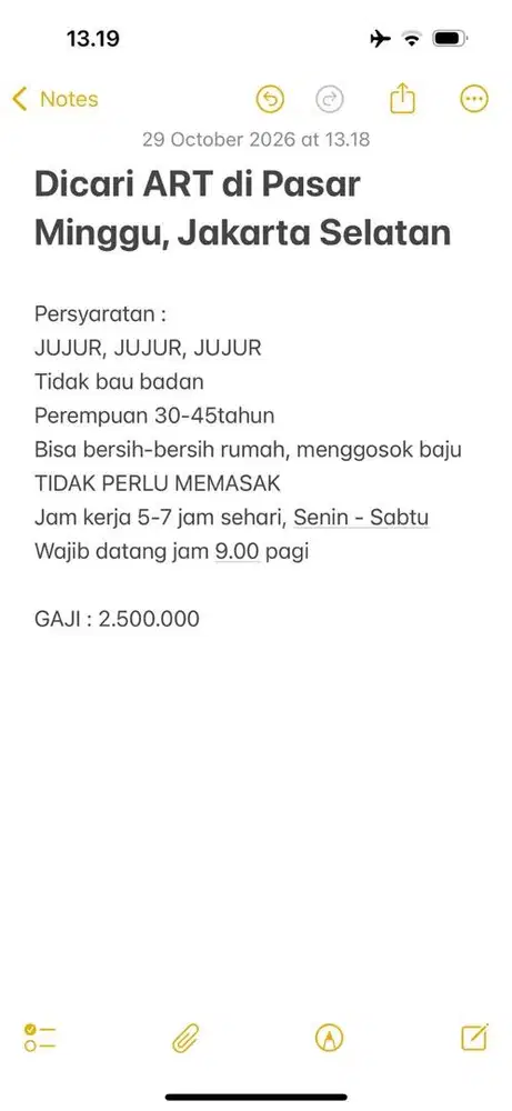 DICARI ART BULANAN PULANG PERGI DAERAH PASAR MINGGU