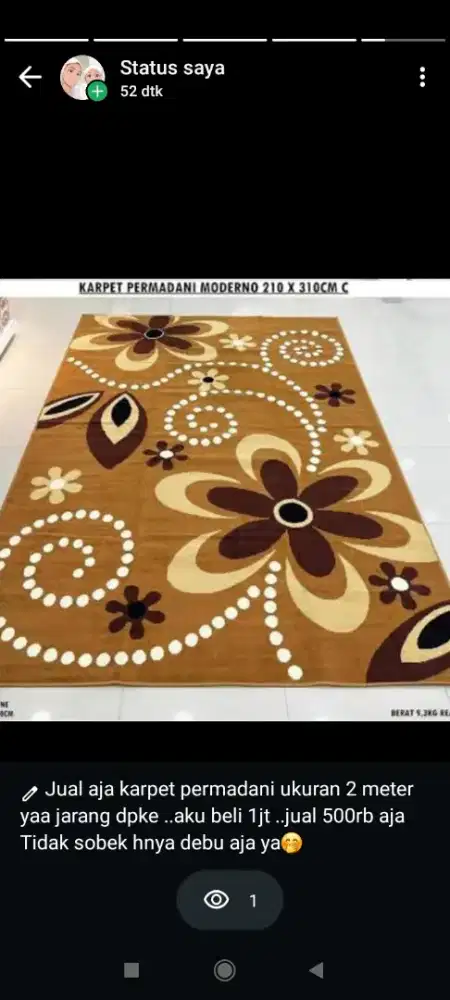 Jual aja karpet msh mulus hanya debu aja yaa