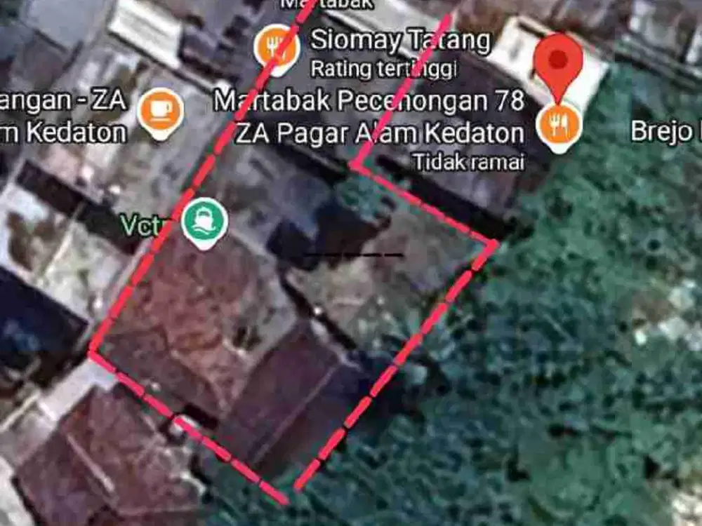 Tanah Bonus Bangunan Kios di ZA Pagar Alam dpn Richees Factory