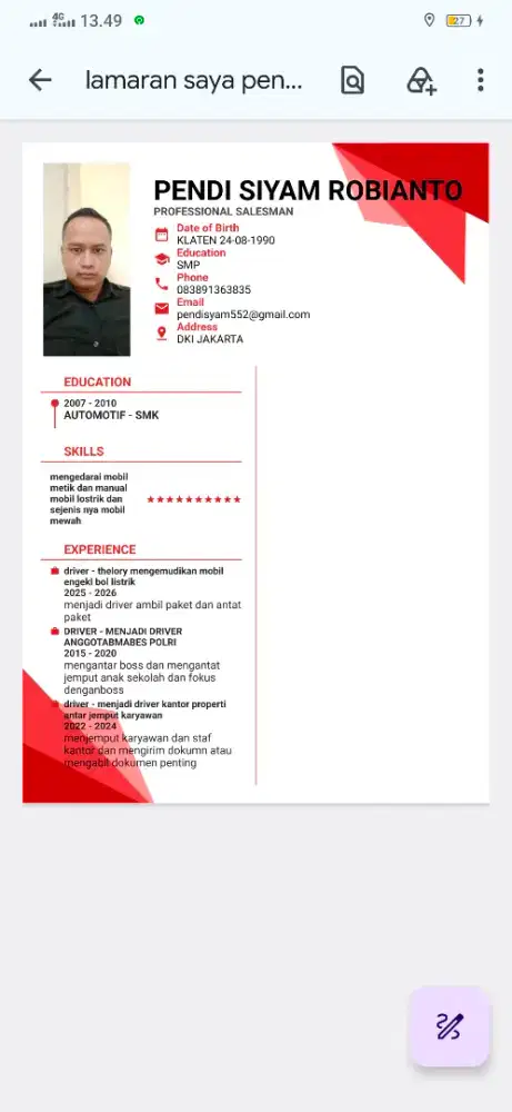 MENCARI PEKERJAAN SEBAGAI DRIVER