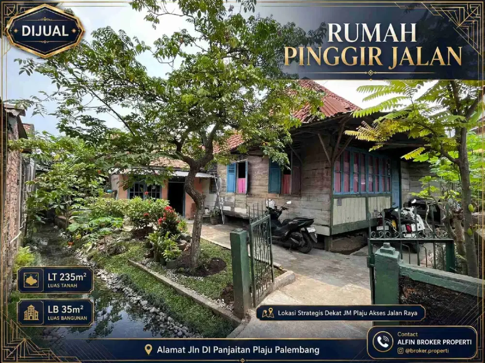 Rumah Tua di Plaju Palembang Akses Jalan Raya Dekat JM Plaju - LT 235 M2