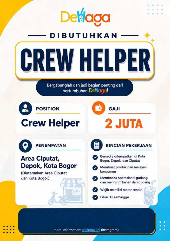Dibutuhkan Crew Helper
