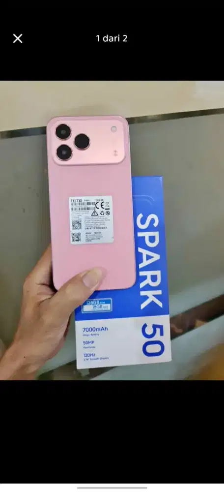 Jual Tecno spark 50 warna pink.. ram 4+8gb/Rom 128gb