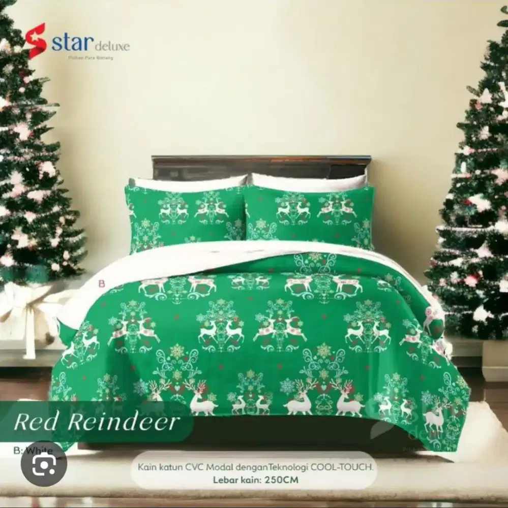 Sprei natal rusa deer hijau