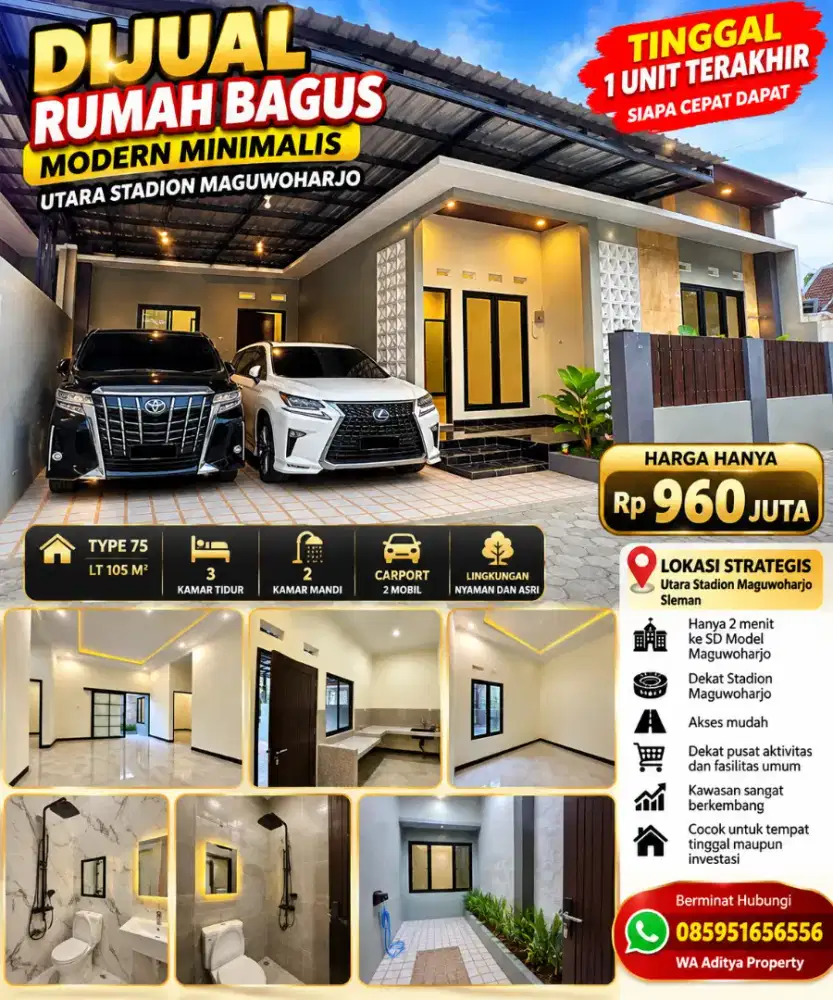 Dijual rumah baru cluster di depan SD model Maguwoharjo Sleman