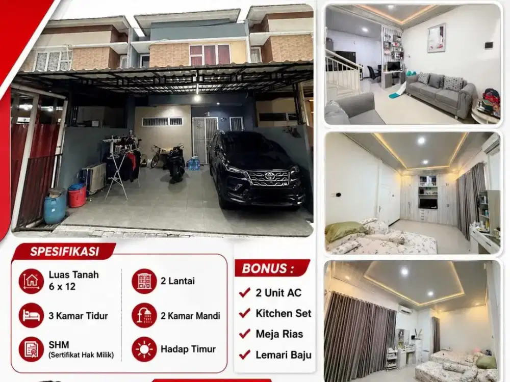 Dijual Rumah Magnolia Park Belakang Green Lake City, LT 72m², 3 KT, Hadap Timur, SHM, Semi Furnished, Rp 1.3 M Nego