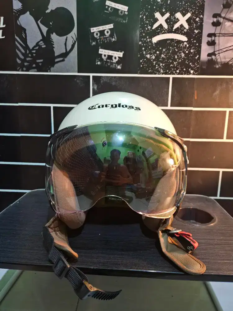 Helm Second: Cargloss Hijab YRH (Cream) Original - Size L + Visor