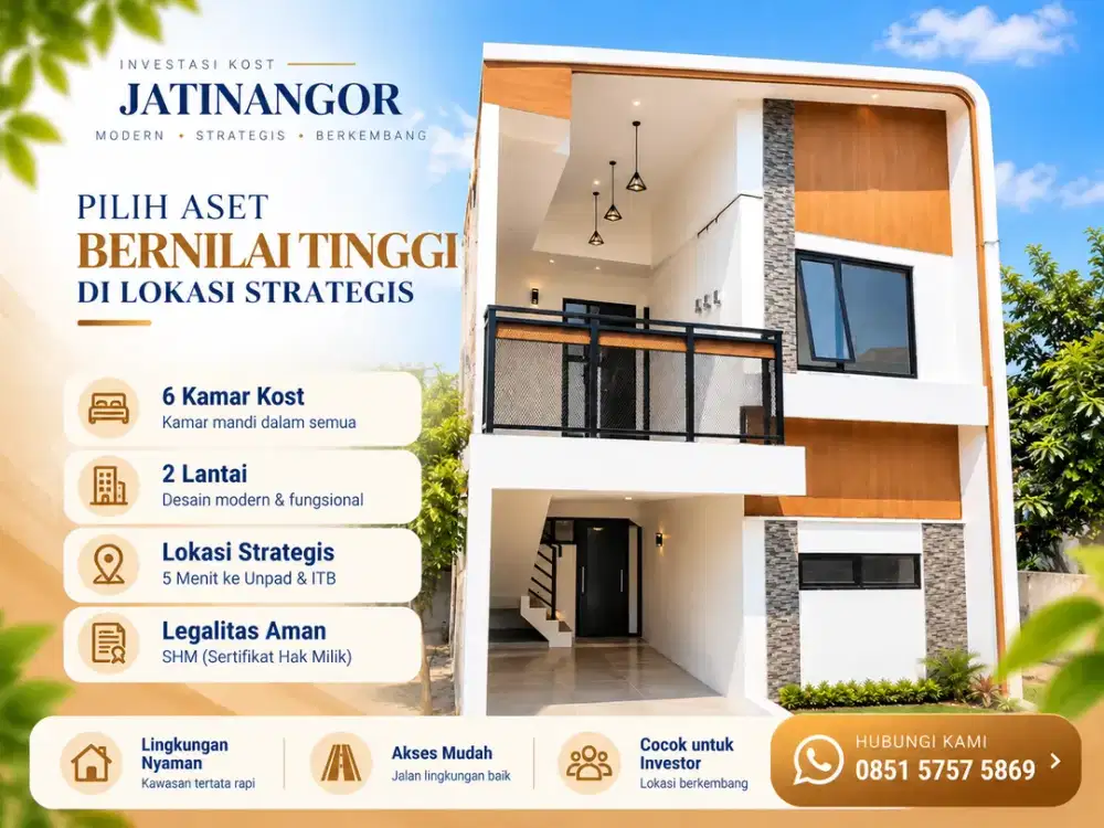 Rumah Kost Jatinangor 6 Kamar 2 Lantai Dekat Unpad & ITB