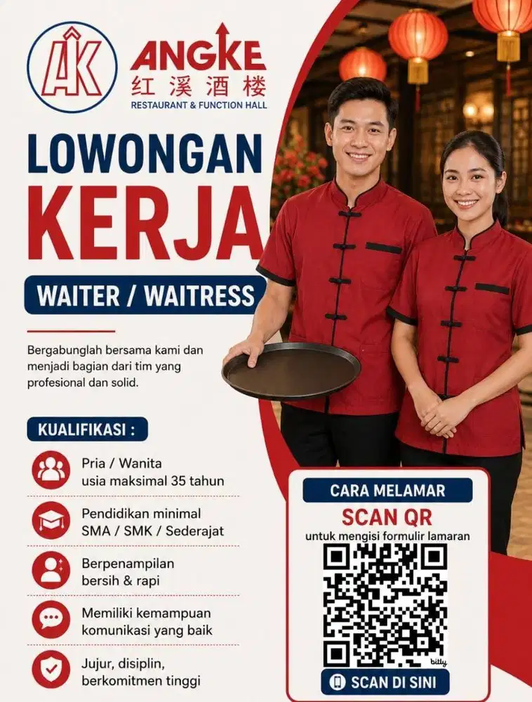 Dibutuhkan banyak WAITER/WAITRESS RESTORAN khusus area Jakbar & PIK 2