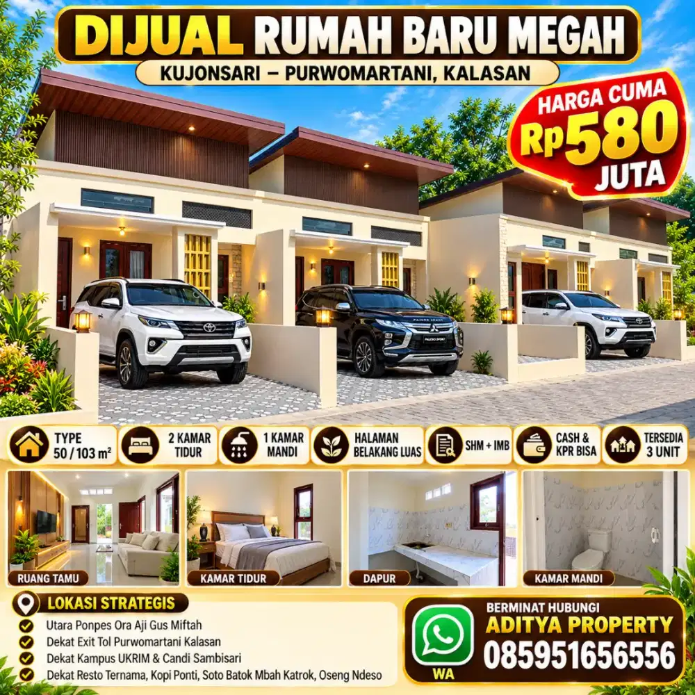 3 unit rumah baru di Purwomartani Kalasan harga terjangkau