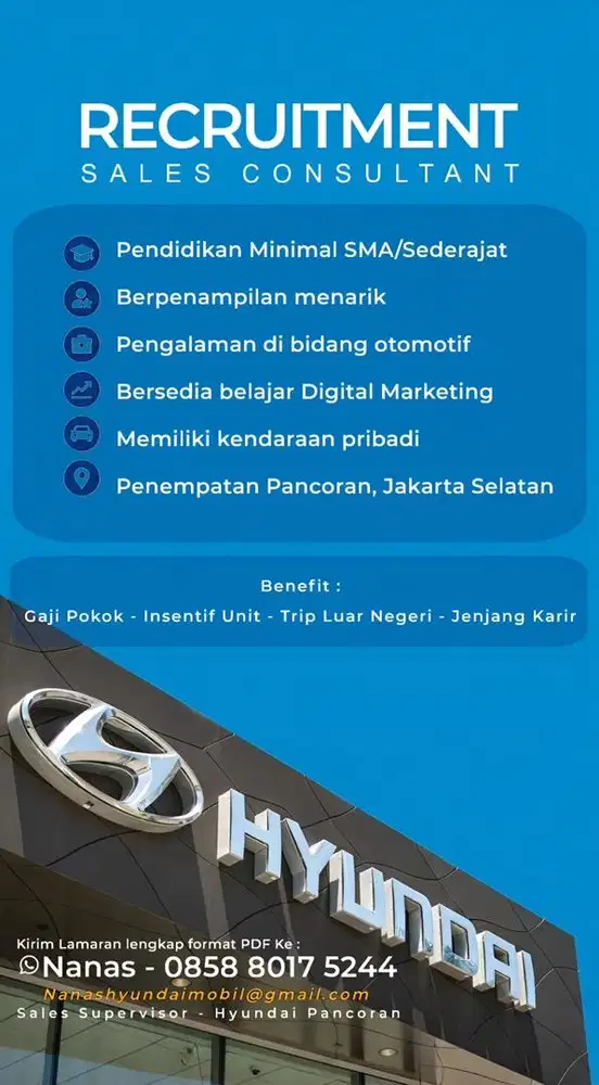 LOWONGAN PEKERJAAN SALES HYUNDAI