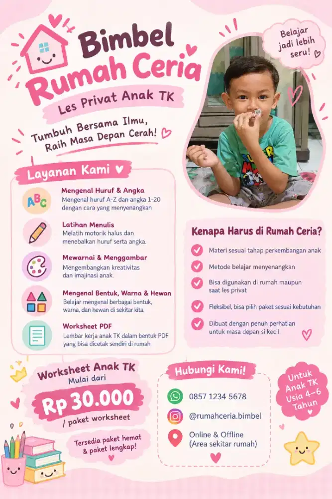 Les Privat TK & SD – Bimbel Rumah Ceria