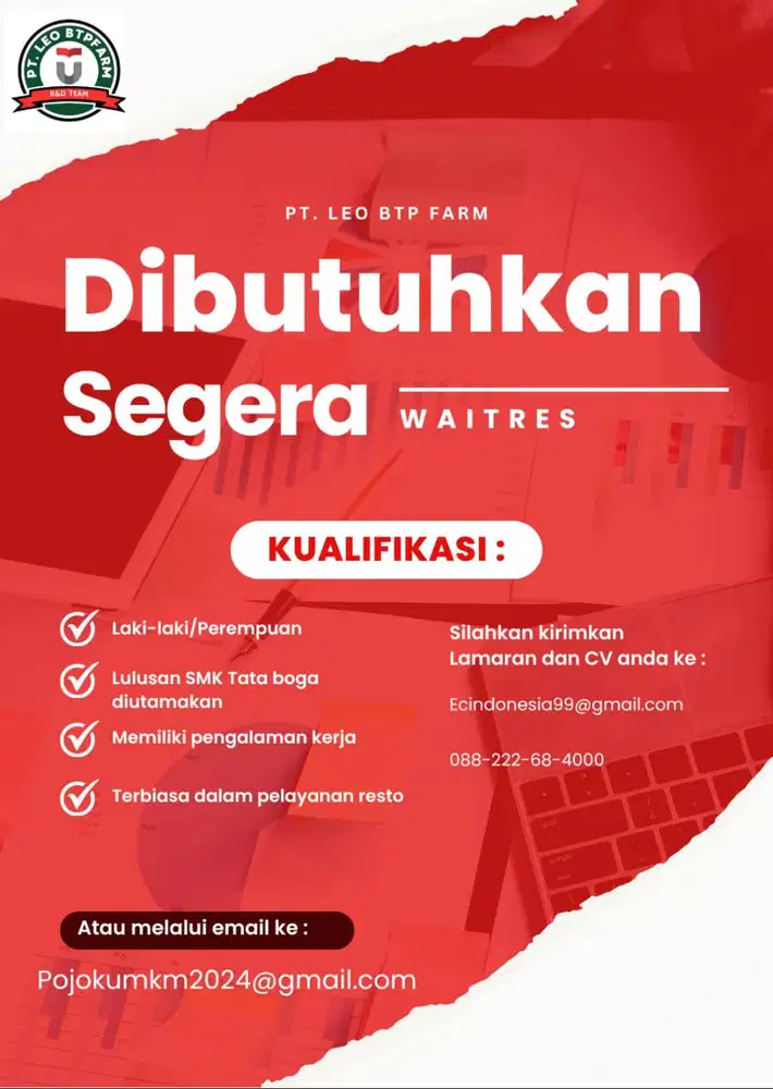 DIBUTUHKAN SEGERA Crew Kafe dan Cabang