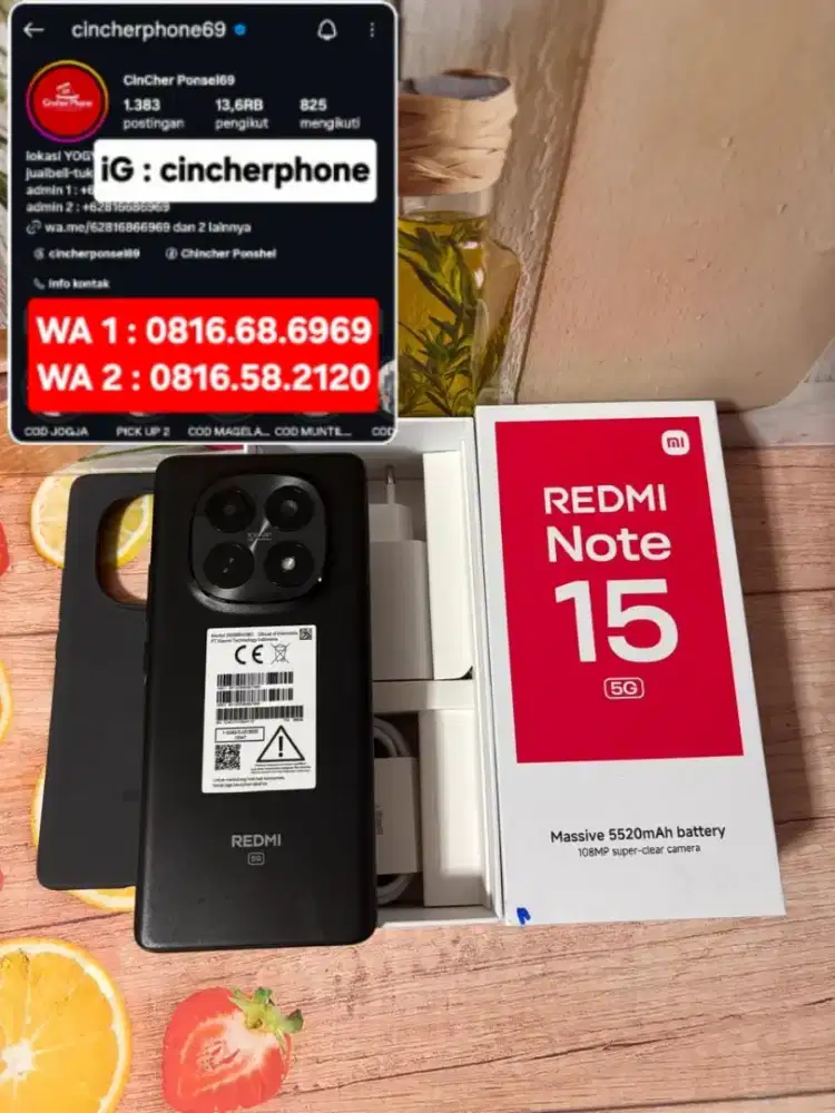Hp likenew Redmi Note 15 5G 8/256 istimewa BH 100% grns april 2027